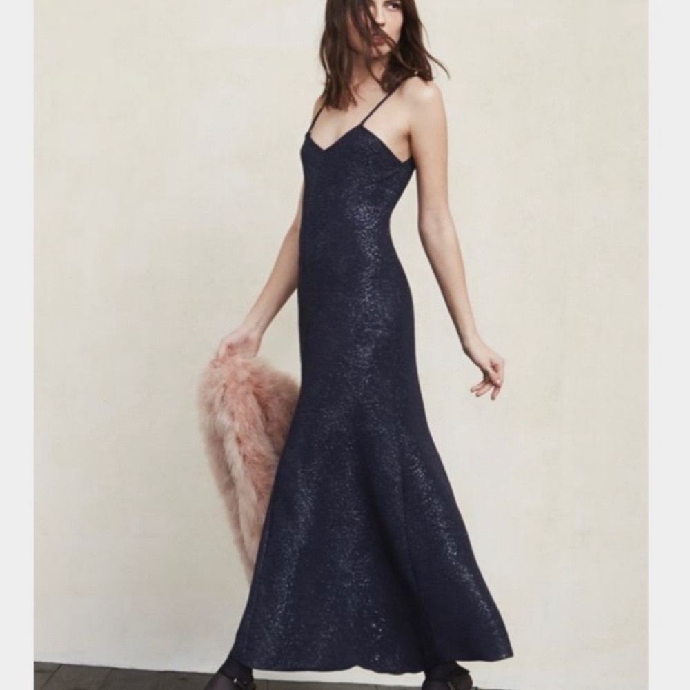Reformation Academy Maxi Dress Blue Twinkle